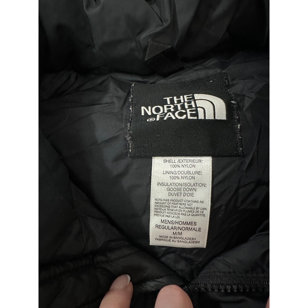 The North Face Nuptse 700 Down Puffer Jacket Mens Medium Black Hooded Coat - Picture 3 of 4